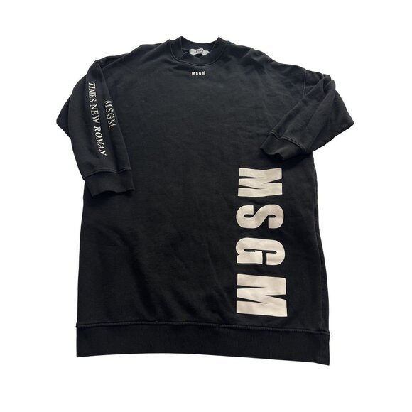 MSGM Milano Times New Roman Sweatshirt Dress in Black - Picture 1 of 5